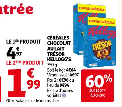 Offre: Céréales chocolat au lait trésor
