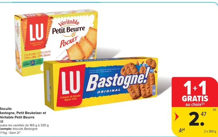 Offre: Biscuits Bastogne, Petit Beukelaer et Véritable Petit Beurre