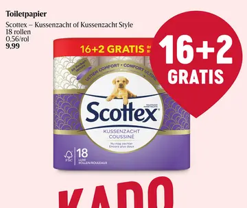 Aanbieding: Toiletpapier Scottex - Kussenzacht of Kussenzacht