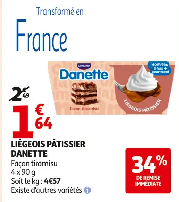 Offre: LIÉGEOIS PÂTISSIER DANETTE Façon tiramisu