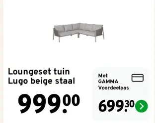 Aanbieding: Loungeset tuin Lugo beige staal