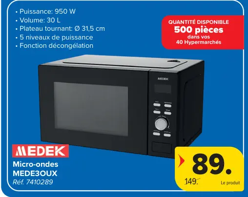Offre: Micro-ondes MEDE3OUX