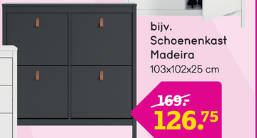 Aanbieding: Schoenenkast Madeira - zwart - 103x102x25 cm