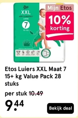 Aanbieding: Luiers XXL Maat 7 15+ kg Value Pack
