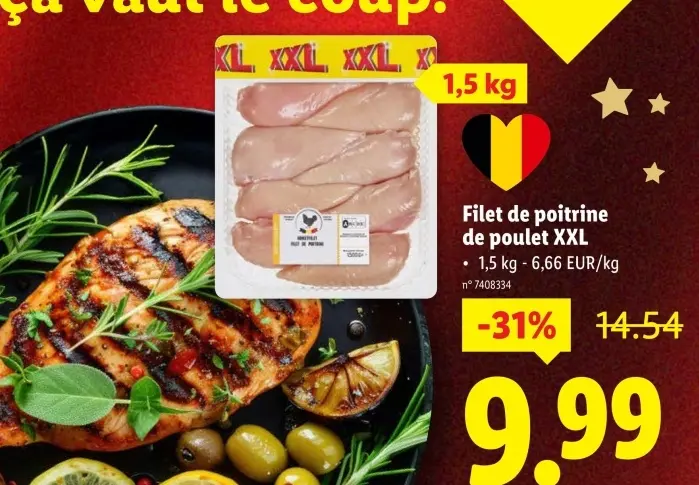 Offre: Filet de poitrine de poulet XXL
