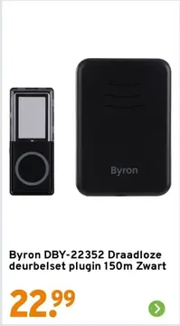 Aanbieding: Byron DBY-22352 Draadloze deurbelset plugin 150m