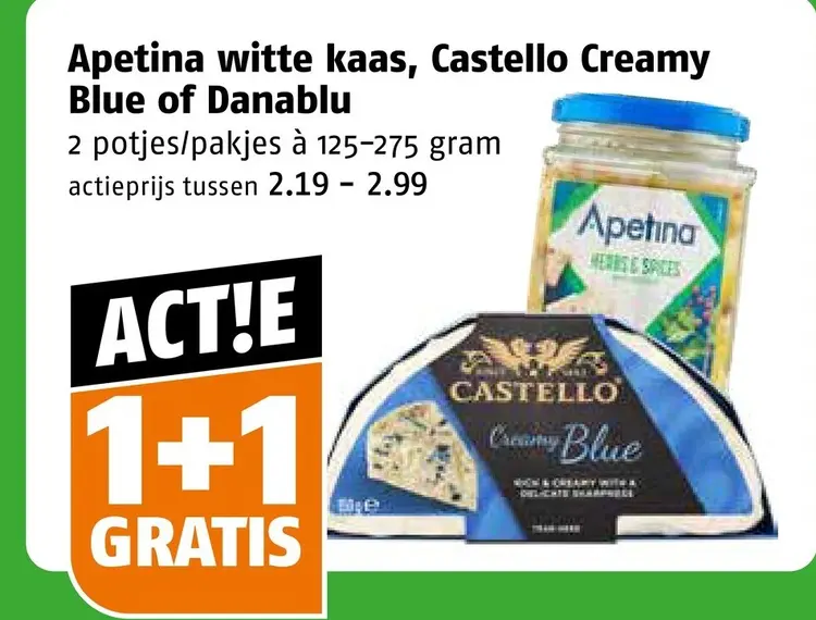 Aanbieding: Apetina witte kaas, Castello Creamy Blue of Danablu