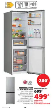 Offre: Refrigerateur combine LG 333l