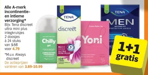 Aanbieding: Alle A-merk incontinentie- en intieme verzorging