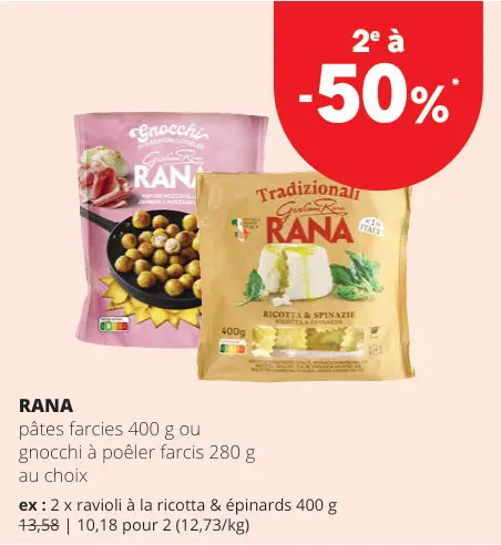 Offre: Pâtes farcies ou gnocchi à poêler farcis