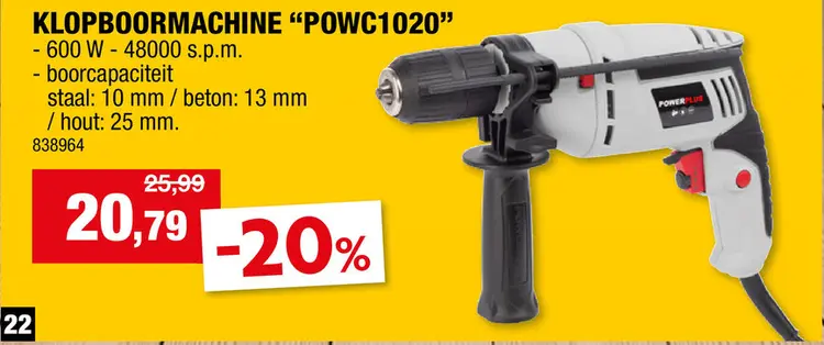 Promotie: Powerplus EG POWC1020 klopboormachine 600W