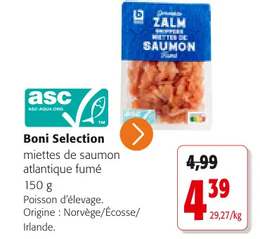 Offre: miettes de saumon atlantique fumé