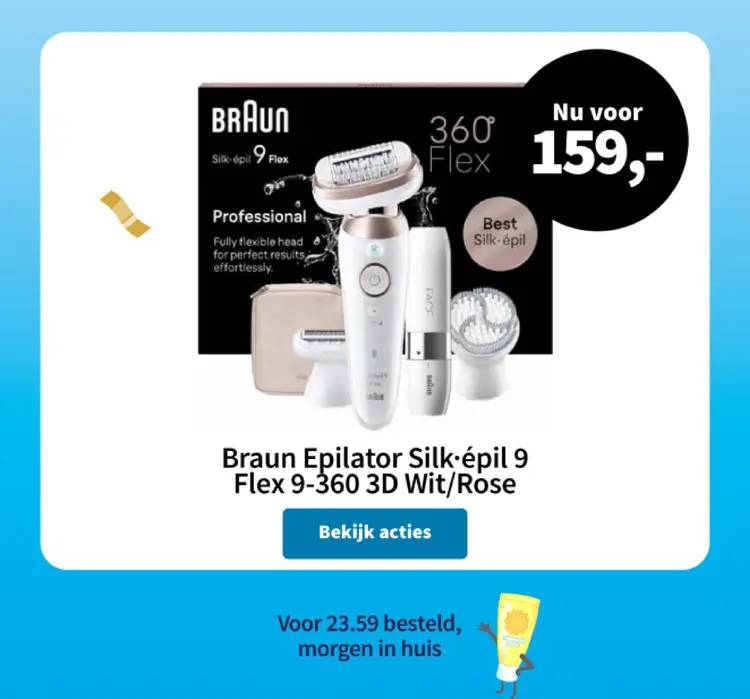 Aanbieding: Epilator Silk-épil 9 Flex 9-360 3D Wit/Rose