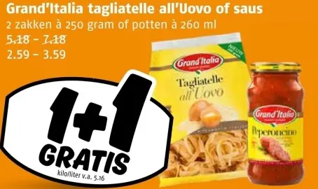Aanbieding: Grand'Italia tagliatelle all'Uovo of saus