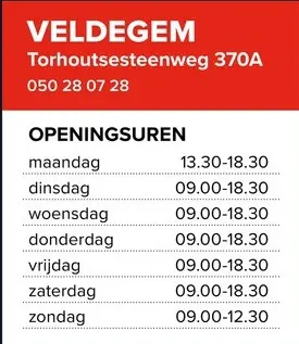 Promotie: Openingsuren Veldegem