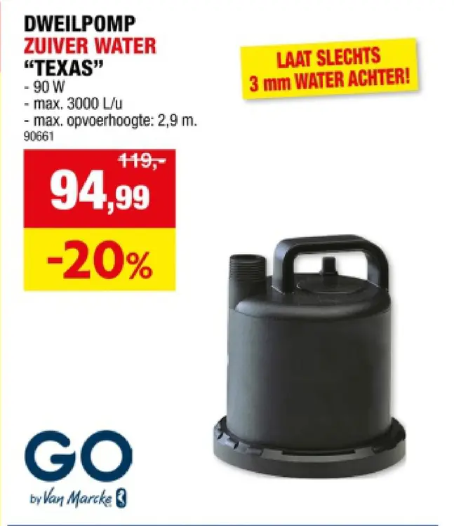 Promotie: Dweilpomp zuiver water "texas"