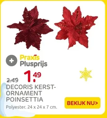 Aanbieding: Decoris kerst-ornament poinsettia