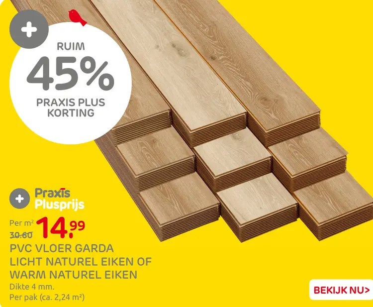 Aanbieding: Pvc vloer garda licht naturel eiken of warm n