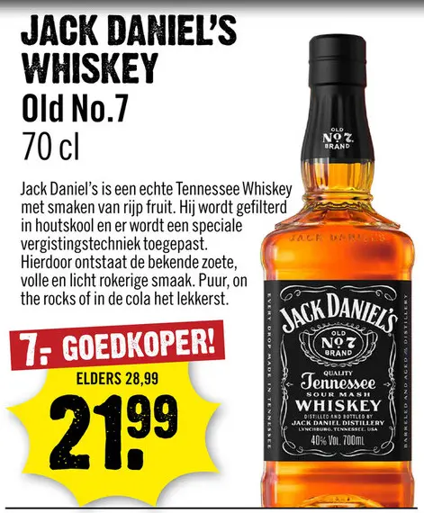 Aanbieding: Jack Daniel's Whiskey 70 cl