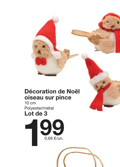 Offre: Décoration de Noël oiseau sur pince