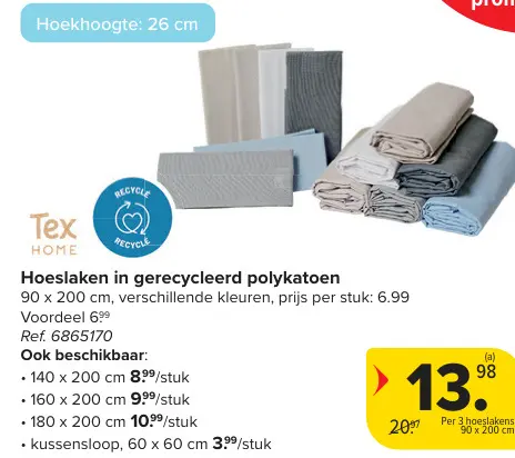 Promotie: Hoeslaken in gerecycleerd polykatoen