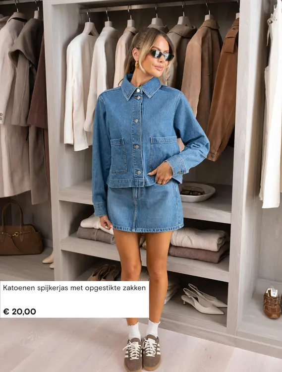 Promotie: Katoenen spijkerjas met opgestikte zakken