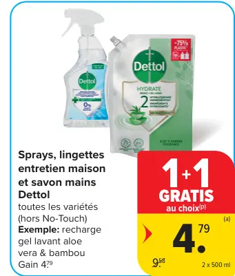 Offre: Sprays, lingettes entretien maison et savon mains