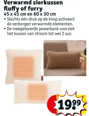 Promotie: Verwarmd sierkussen fluffy of furry