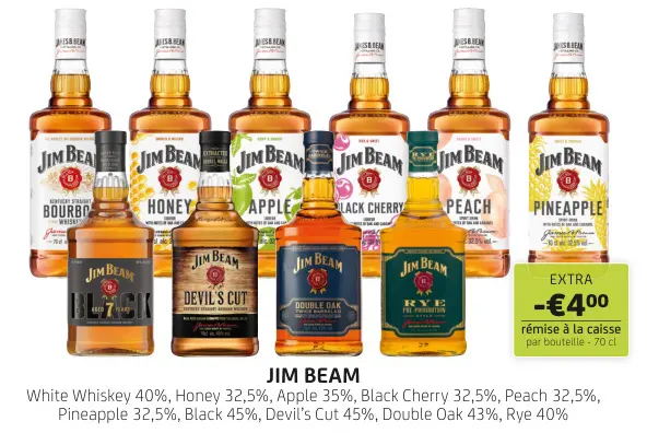 Offre: JIM BEAM White Whiskey, Honey, Apple, Black C