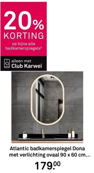 Aanbieding: Badkamerspiegel Dona met verlichting ovaal