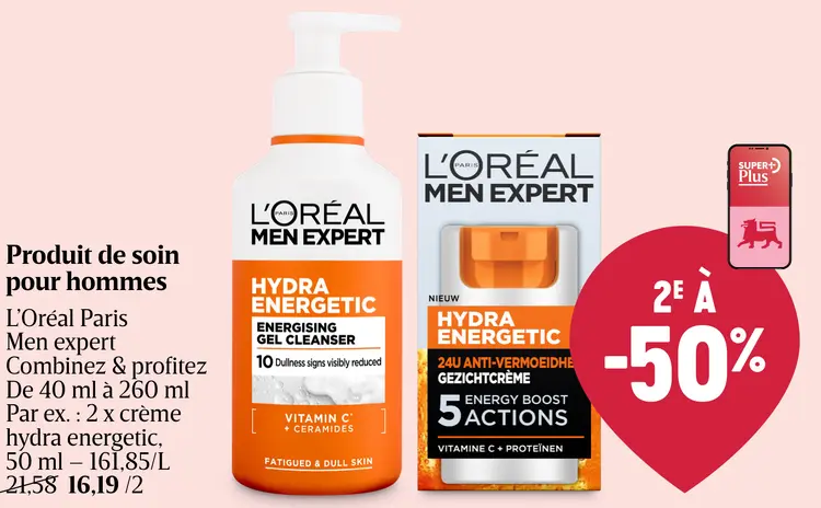 Offre: Produit de soin pour hommes Hydra Energetic