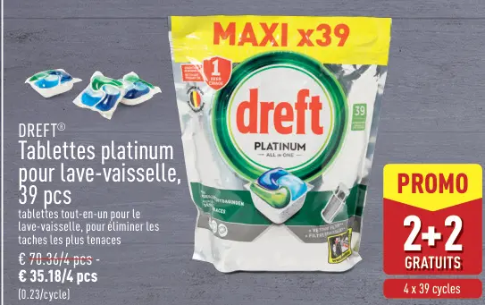 Offre: Tablettes platinum pour lave-vaisselle