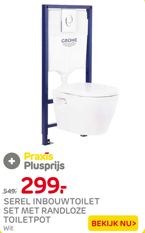 Aanbieding: Serel inbouwtoilet set met randloze toiletpot