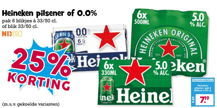 Aanbieding: Heineken pilsener of 0.0%