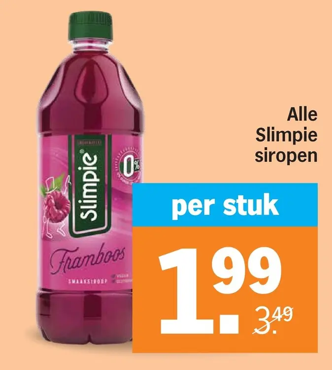 Aanbieding: Slimpie siroop Framboos