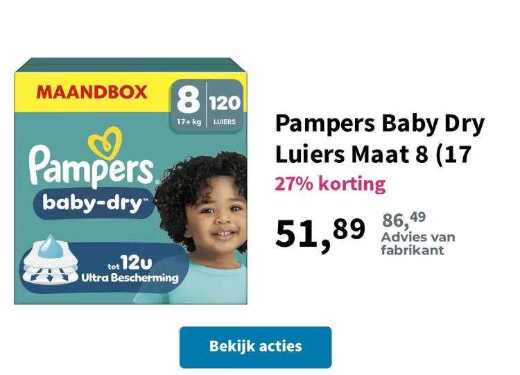 Promotie: Pampers Baby Dry Luiers Maat 8 (17