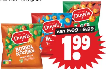 Aanbieding: Borrel-, Leeuw- of Tijgernootjes of gezouten pinda's