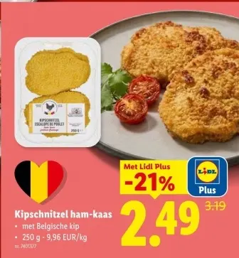Promotie: Kipschnitzel ham-kaas