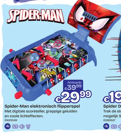 Aanbieding: Spider-Man electronisch flipperspel met licht en geluid