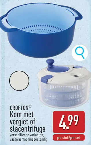 Promotie: Kom met vergiet of slacentrifuge