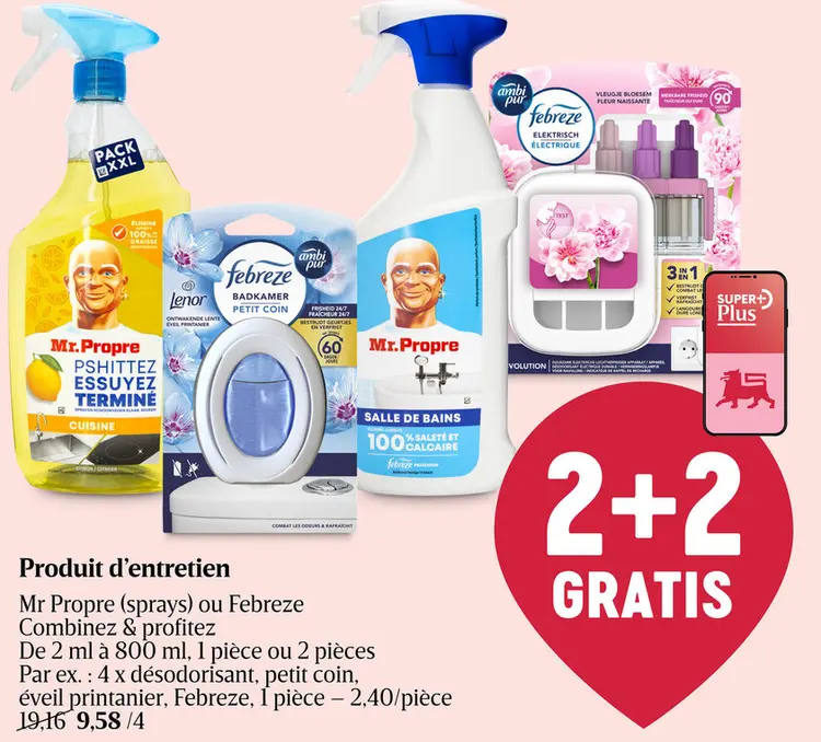 Offre: Produit d'entretien Mr Propre (sprays) ou Febreze