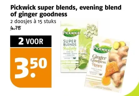 Aanbieding: Pickwick super blends, evening blend of ginger goodness