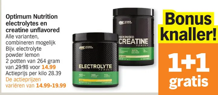 Promotie: Optimum Nutrition electrolytes en creatine unflavored