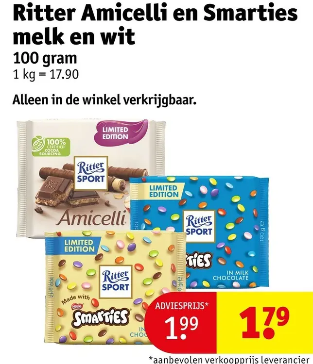 Promotie: Amicelli en Smarties melk en wit