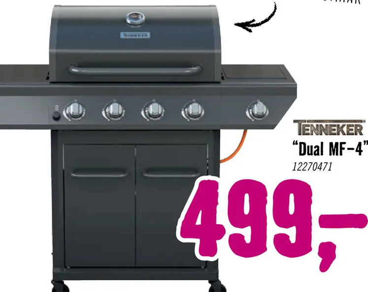 Aanbieding: TENNEKER Gas- en houtskool barbecue Graphite Dual MF-4