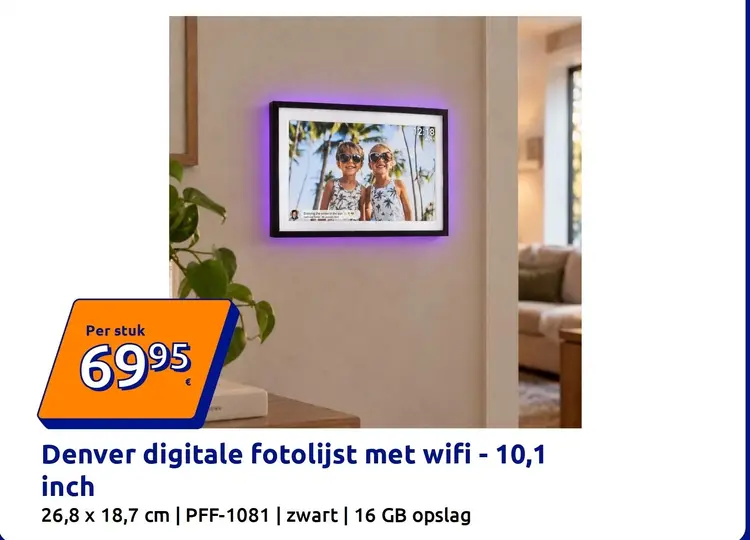 Aanbieding: Denver digitale fotolijst met wifi - 10,1 inc