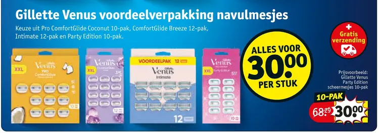 Aanbieding: Gillette Venus voordeelverpakking navulmesjes