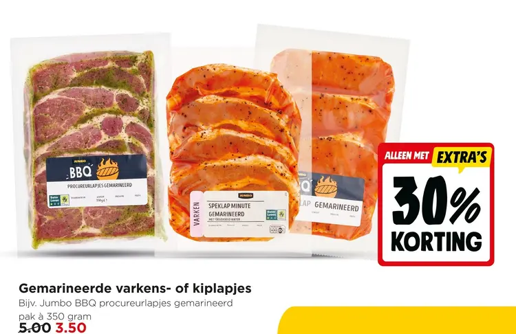Aanbieding: Gemarineerde varkens- of kiplapjes