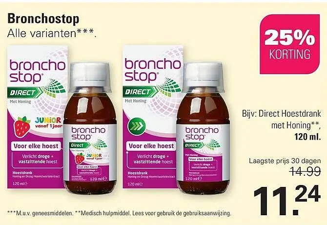 Aanbieding: Bronchostop Direct Hoestdrank met Honing