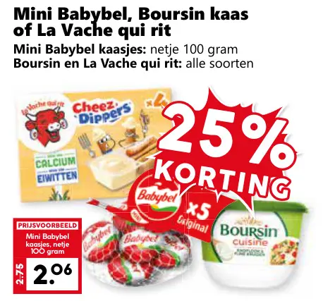 Aanbieding: Mini Babybel, Boursin kaas of La Vache qui rit